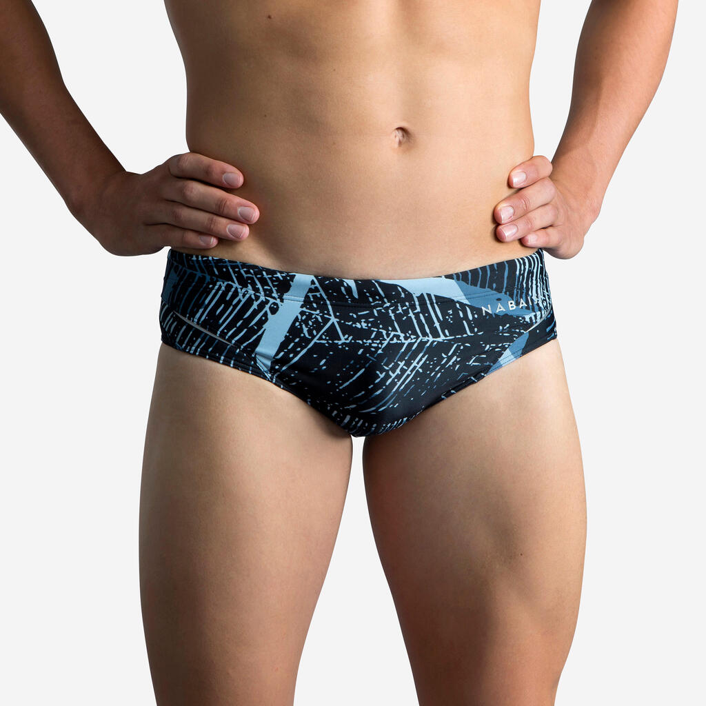 Men's swimming briefs SLIP900 PRINT ALL ICE Black white