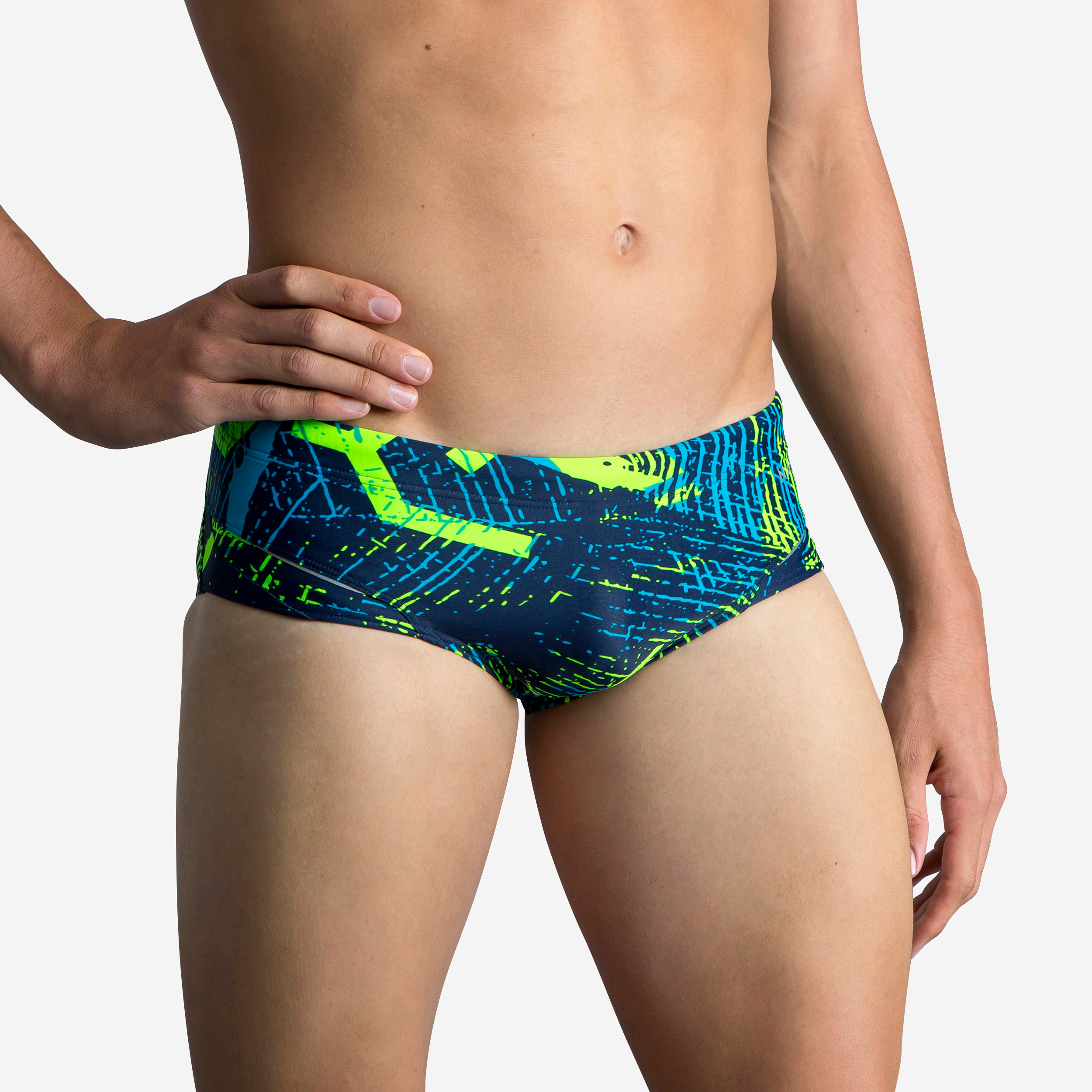 MAILLOT DE BAIN NATATION HOMME BANDEAU  900 KOLI VERT