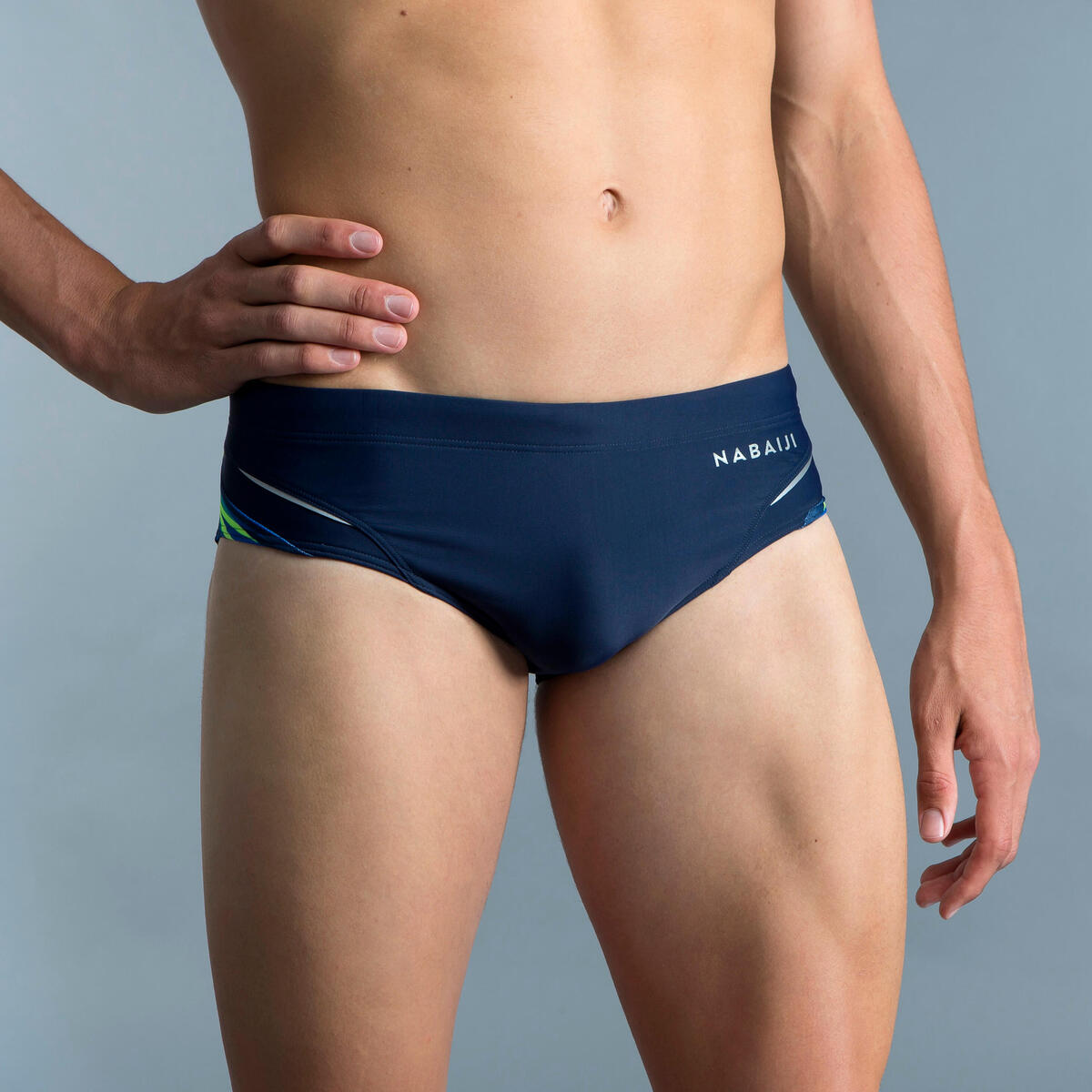 MAILLOT DE BAIN NATATION HOMME SLIP 900 YOKE PRINT KAL BLEU