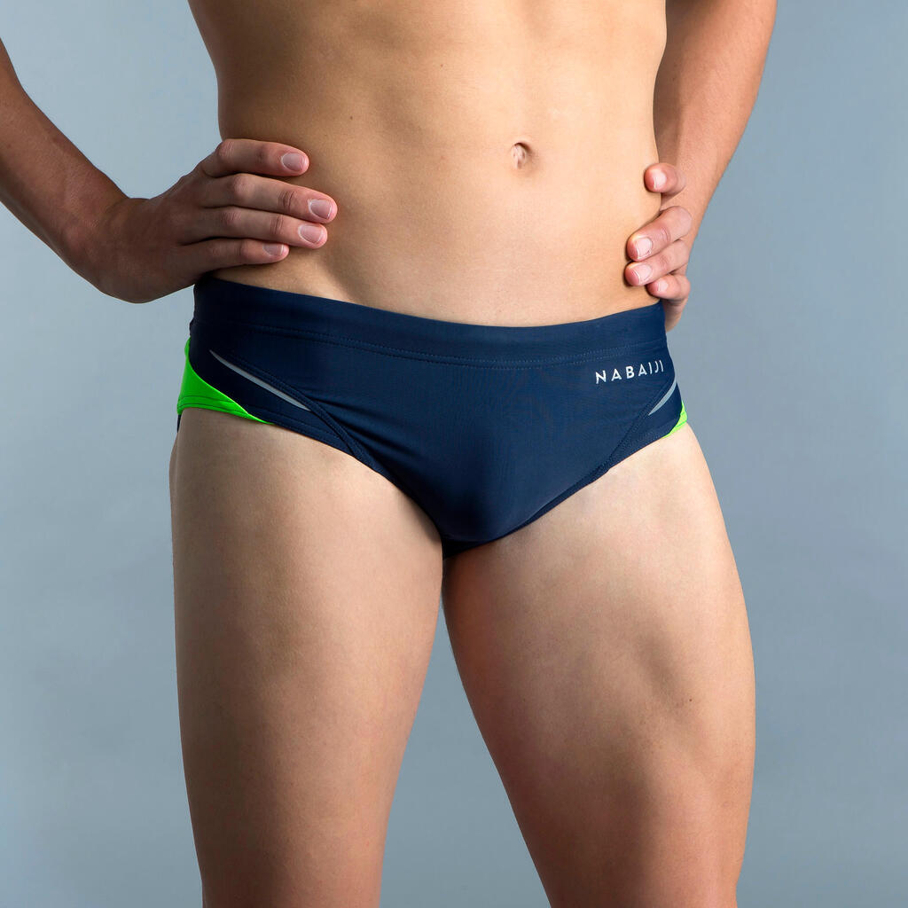 MEN'S swimming trunks BRIEFS 900 YOKE ALL TRAM Blue