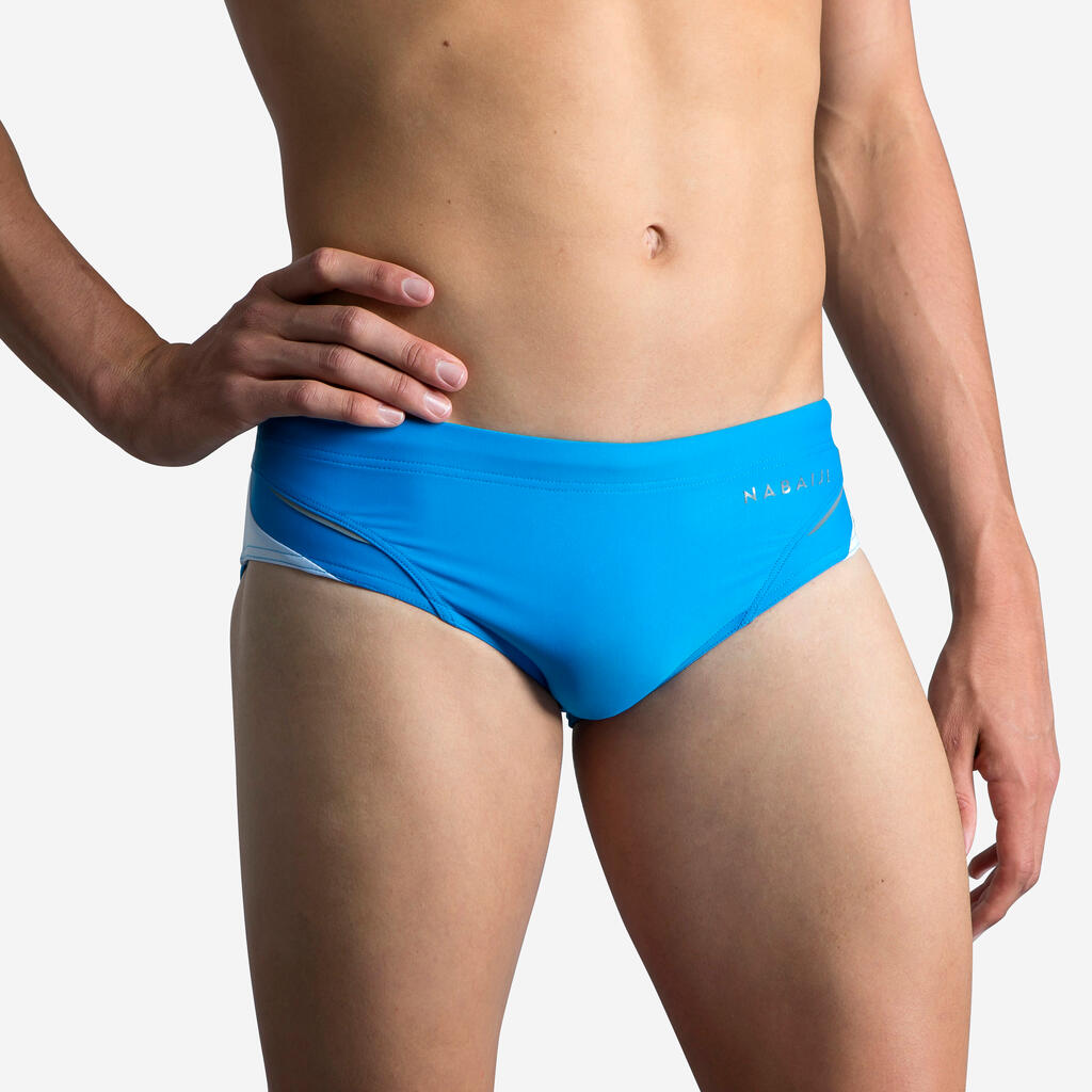 MEN'S swimming trunks BRIEFS 900 YOKE ALL TRAM Blue