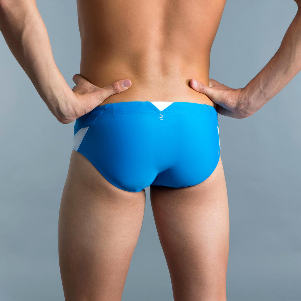 MEN'S swimming trunks BRIEFS 900 YOKE ALL TRAM Blue