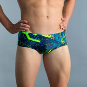 Bañador Hombre natación slip azul marino amarillo