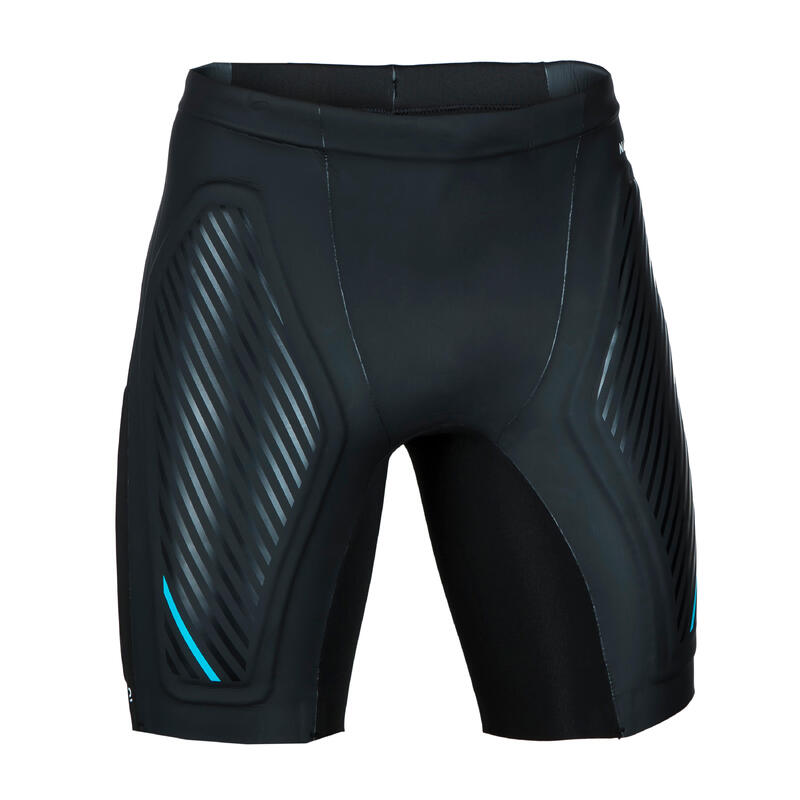 Zwemshort jammer in neopreen 2,5 mm + gevoerde panden zwart turquoise