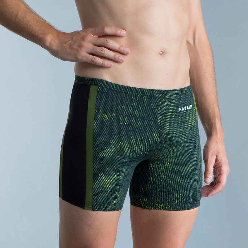 Swimming Long Boxers Yoko Green / Black / Lime Green Decathlon