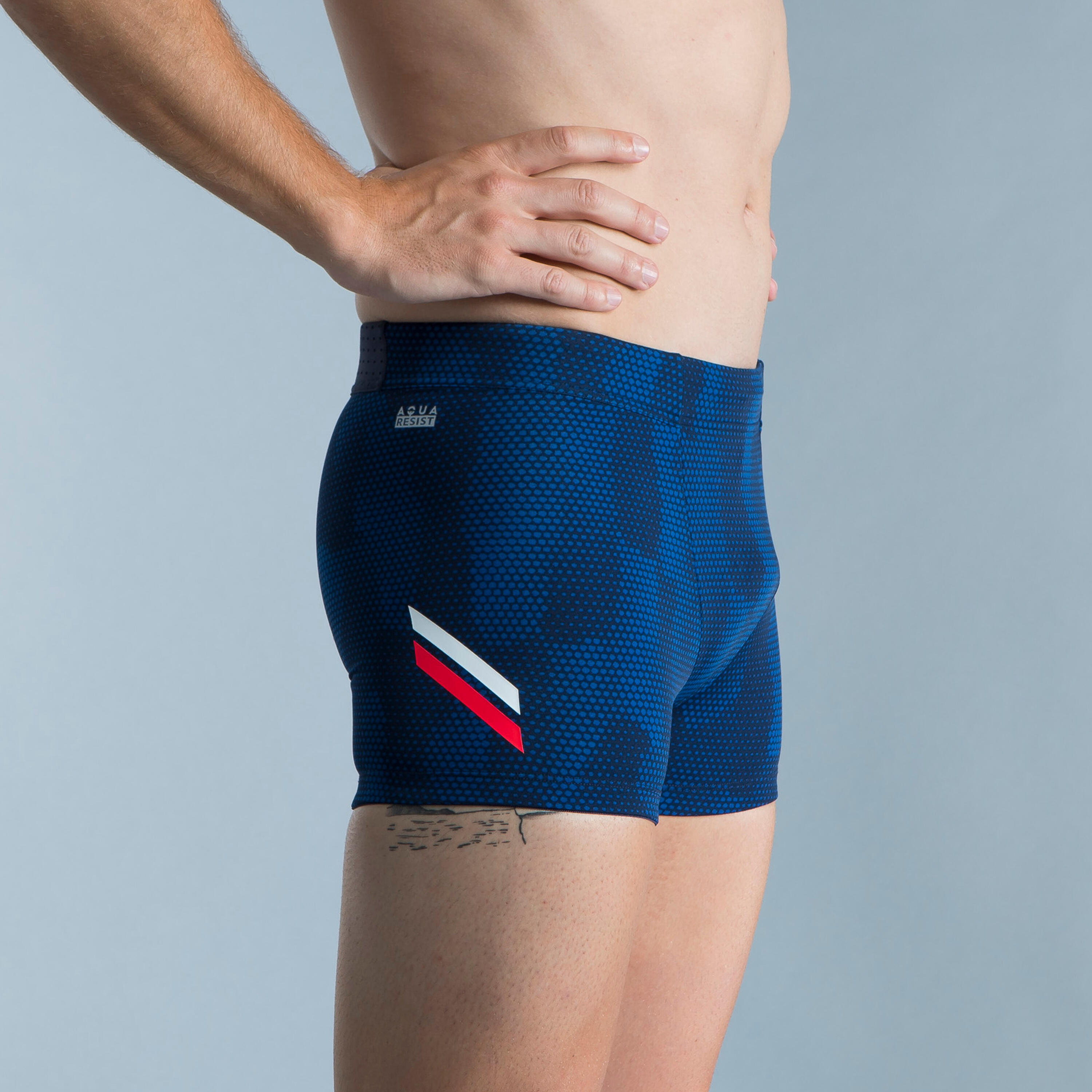 Zwemboxer voor heren Fiti blauw wit rood 2/4