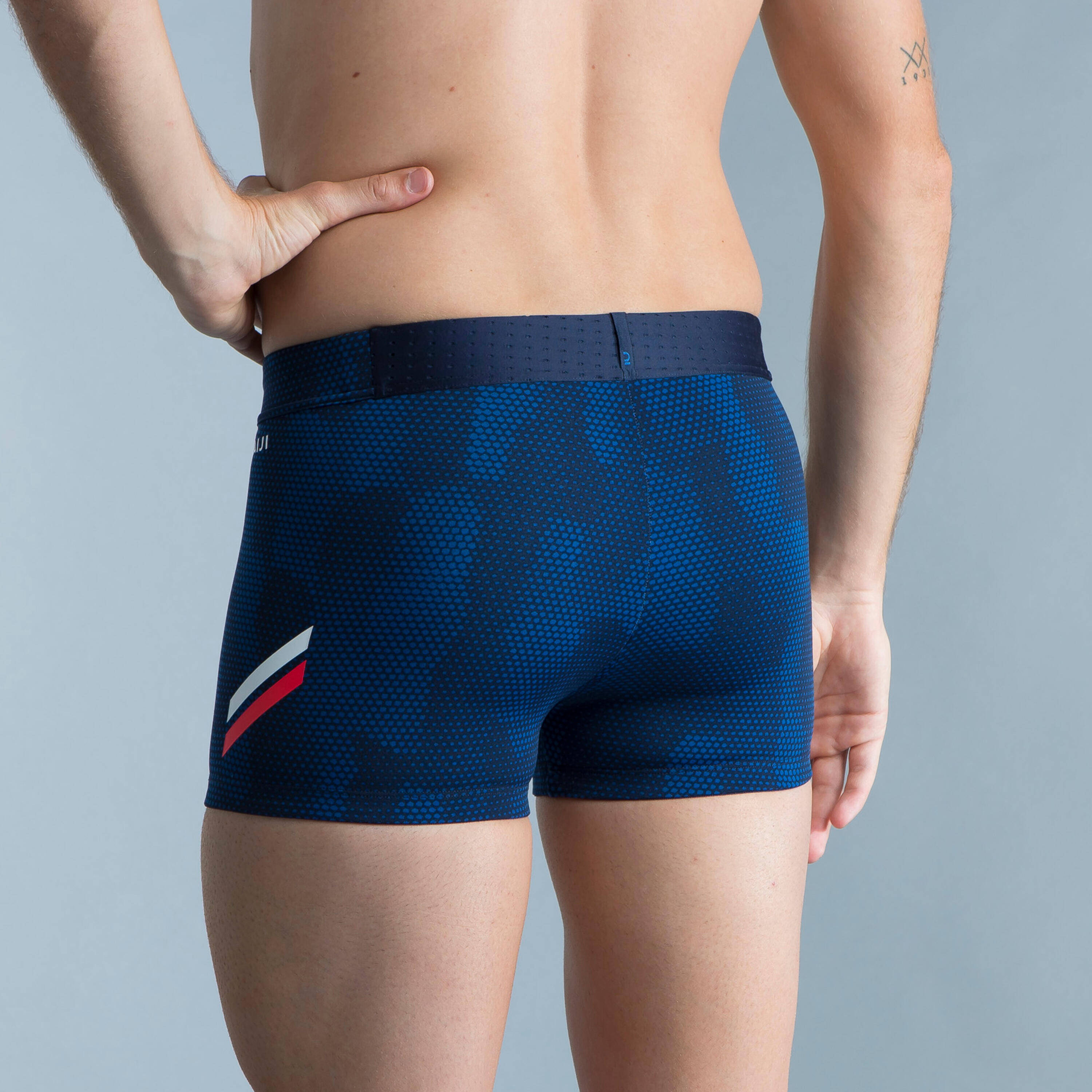 Men Swimming Jammer with inner mesh lining Blue White Red -  5