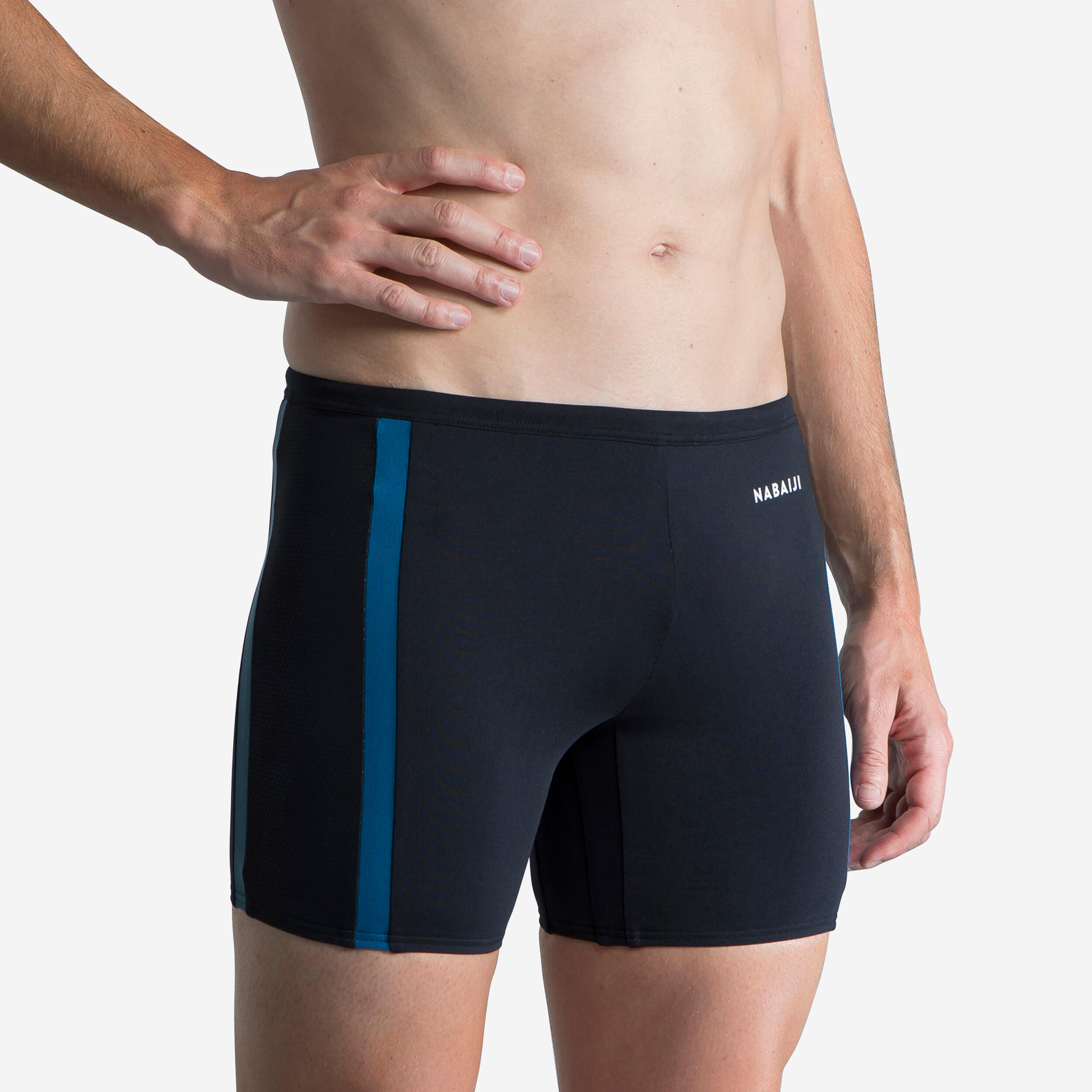 Nabaiji - Boxer De Bain Natation Long - Yoko - Noir / Gris / Bleu - Maillot De Bain - Natation - Bleu-noir-turquoise - 46l/xl - Decathlon