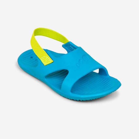 Plavo-zelene dečje sandale za bazen SLAP 100 BASIC