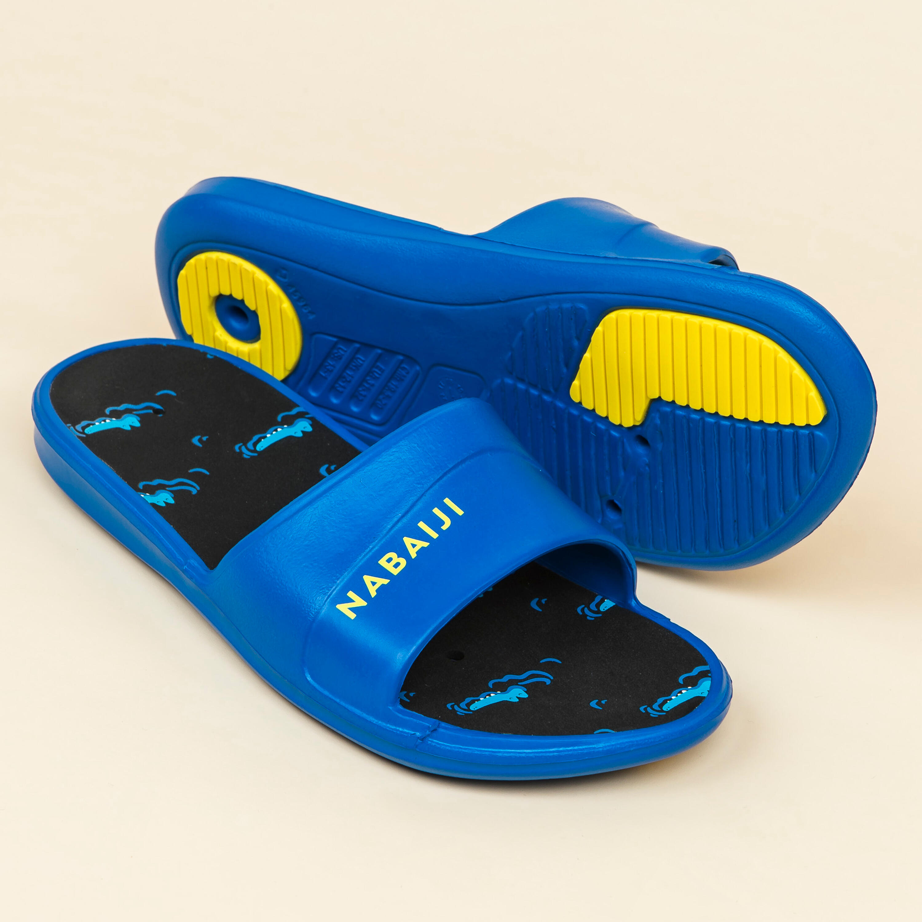 Decathlon | Ciabatte piscina bambino SLAP 500 CROCO blu-nero |  Nabaiji