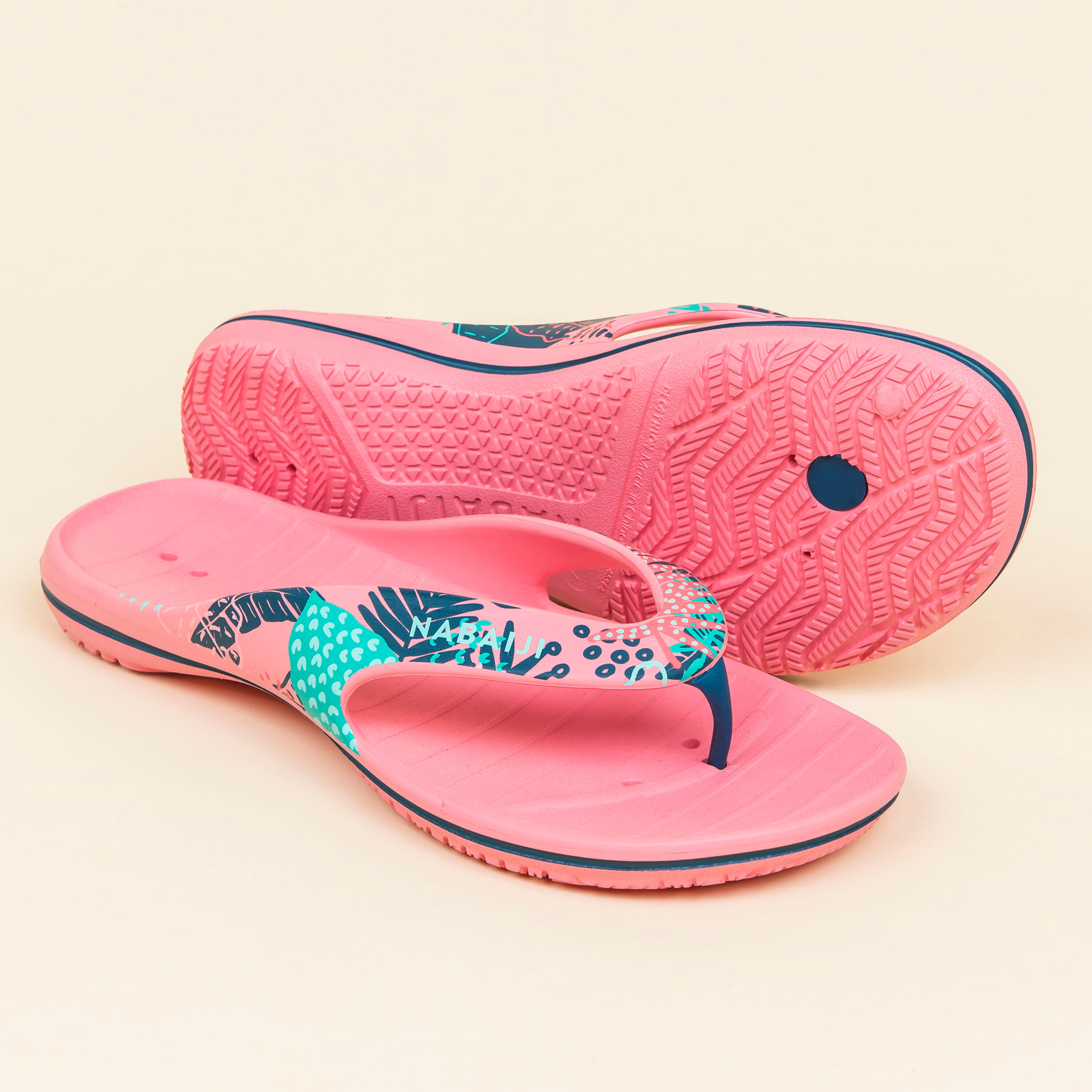 Women's Pool Flip Flops - Tonga 500 - Fern Rose Blue