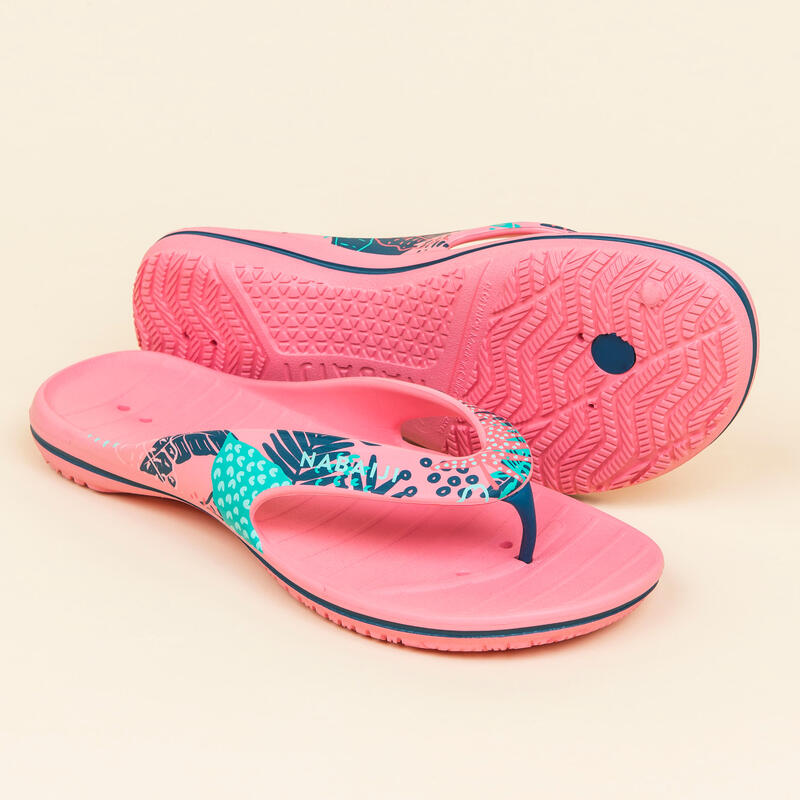 Women’s Pool Flip-Flops Tonga 500 Fern Pink Blue