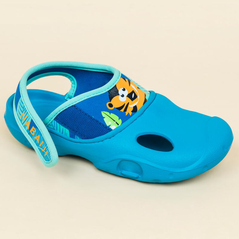 Çocuk Havuz Sandaleti - Mavi/Kaplan Baskılı - Clog 500