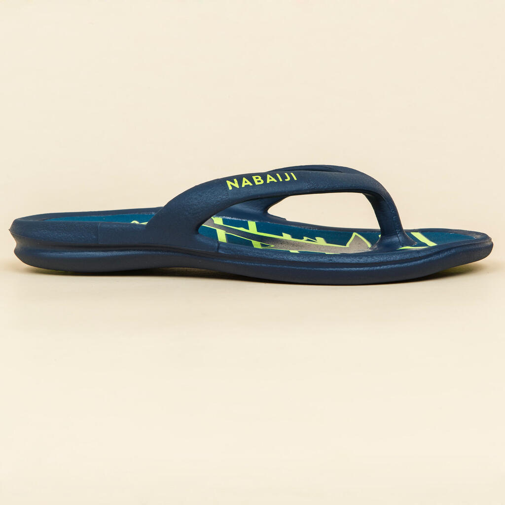 Kids pool flip-flops Tonga 500 swim blue yellow print