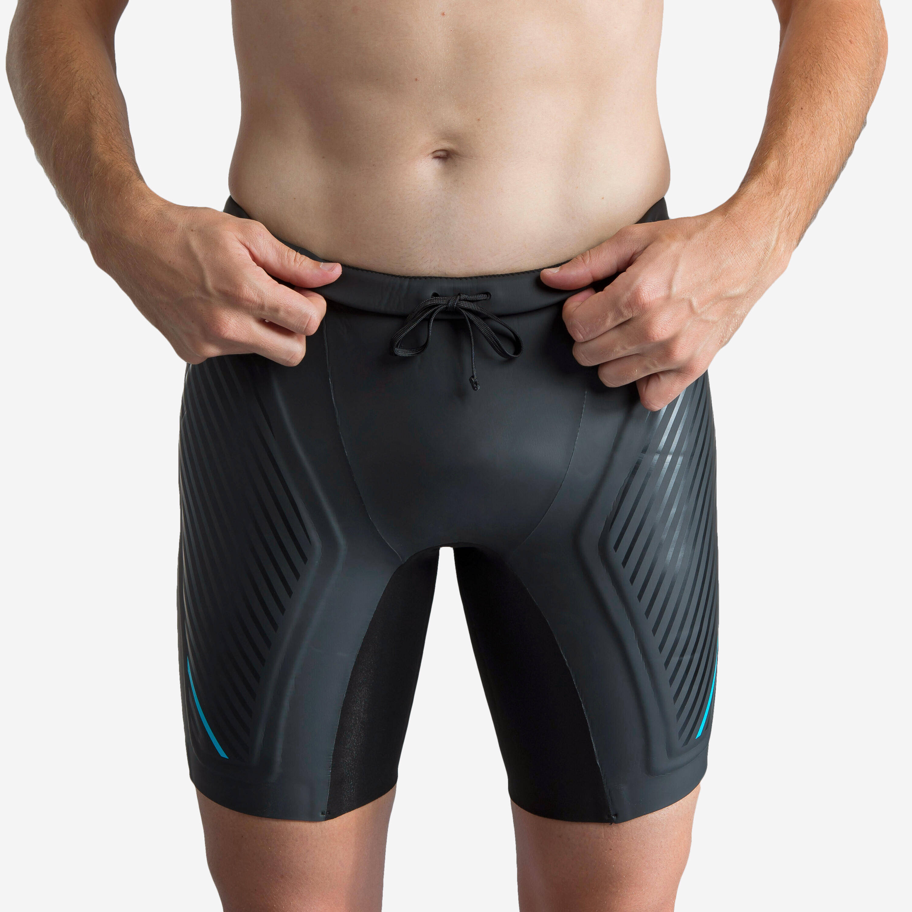 Men Swimming Jammer Neoprene 2.5 mm lined panels Black Turquoise -  1