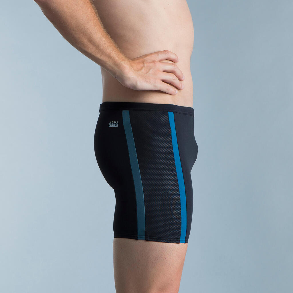 Traje de baño de natación tipo bóxer largo negro Yoko Geol Emboss