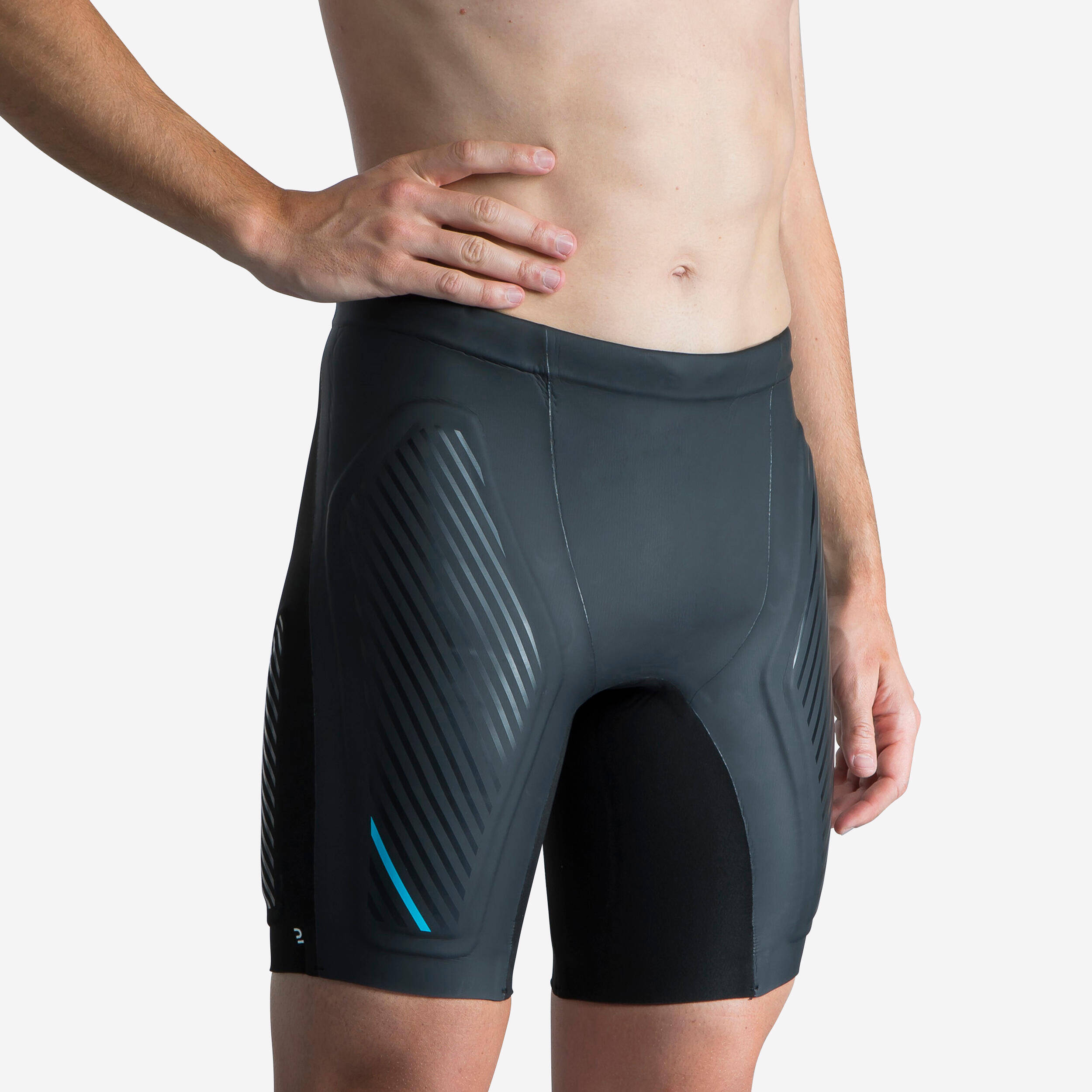 Men Swimming Jammer Neoprene 2.5 mm lined panels Black Turquoise -  3