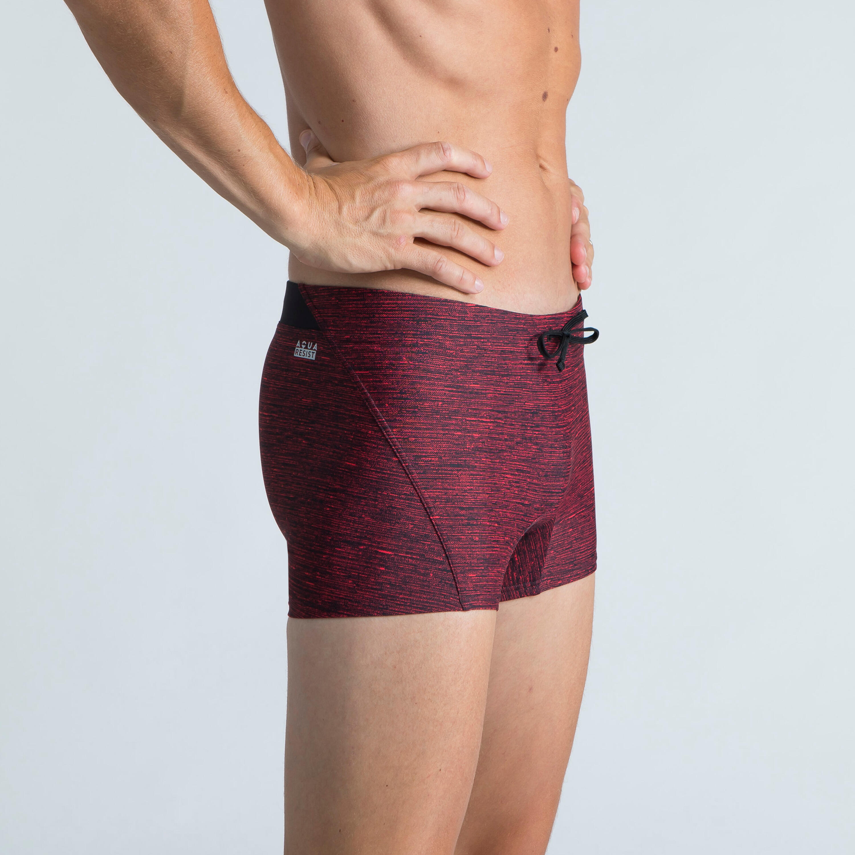 Men’s Swimming Boxer Shorts 100 Full - Red Black 2/5