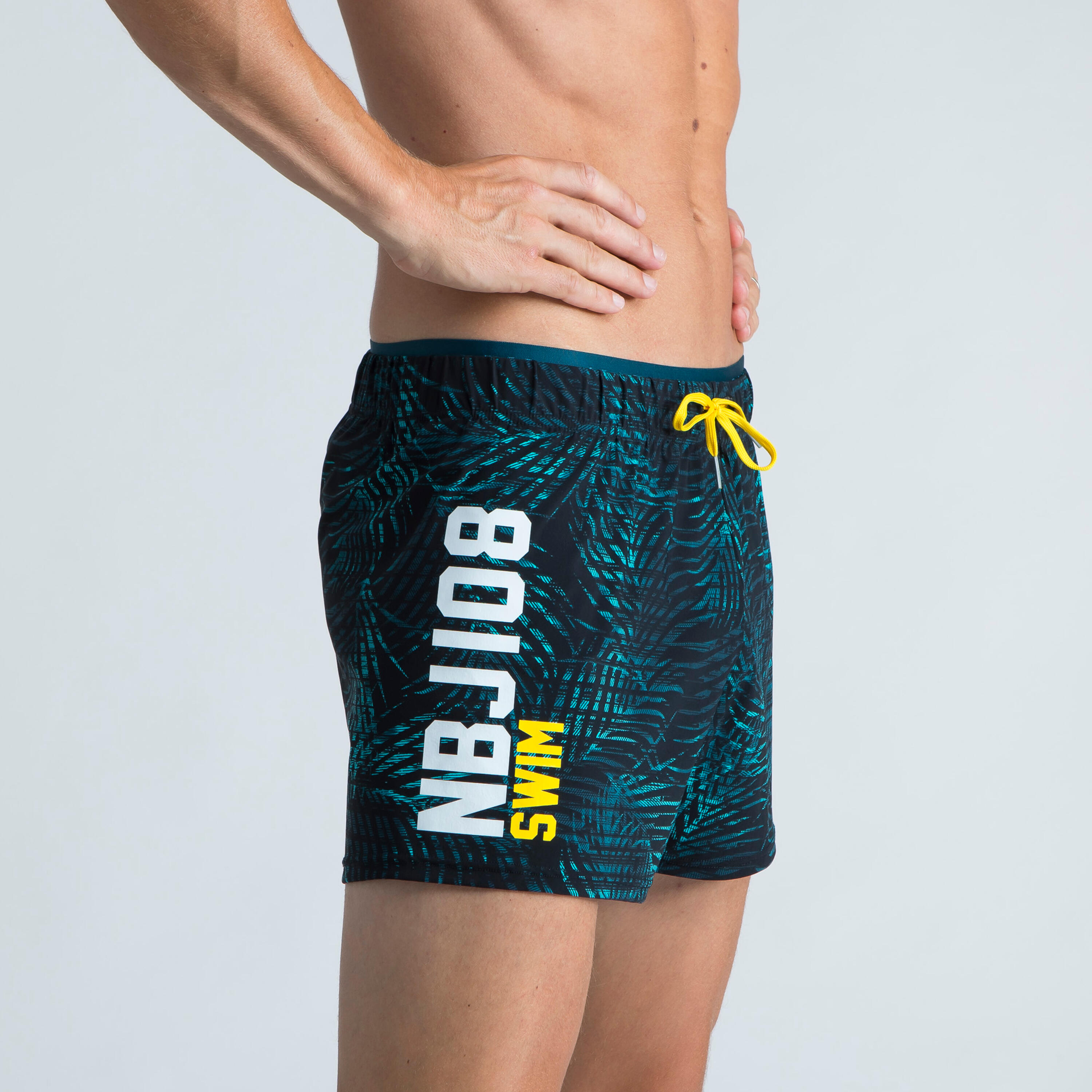 Men Swimming Shorts 100 All Black Palm