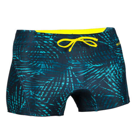 Men’s Swimming Boxer Shorts 100 Full - Black Yellow