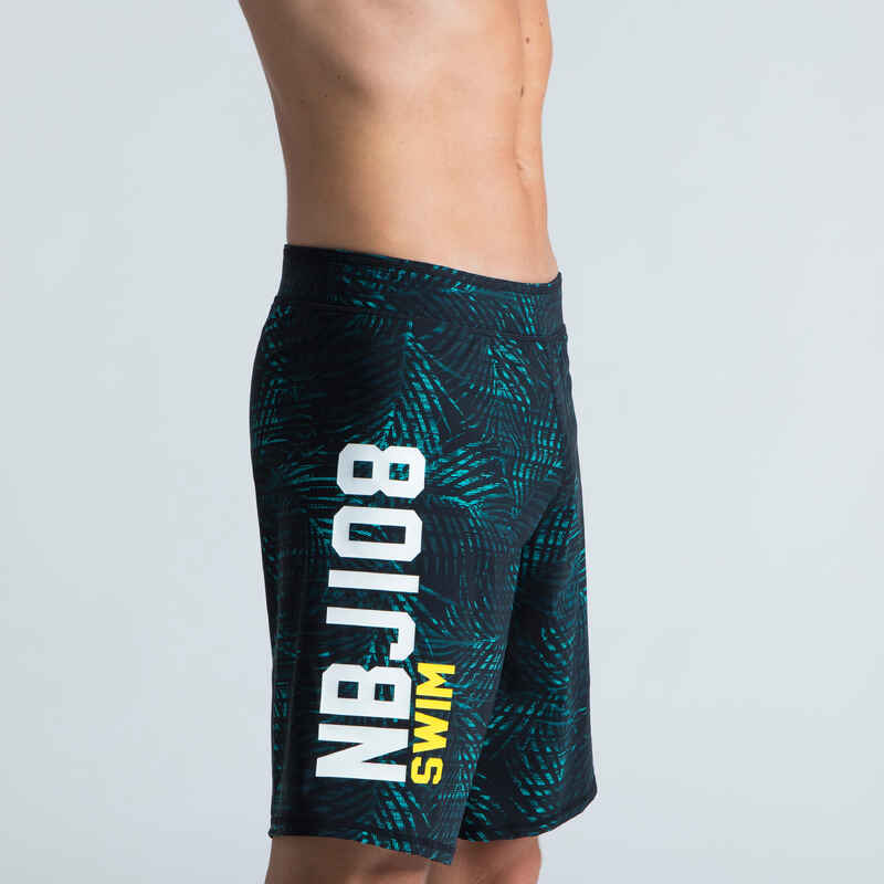 Swimming men’s swim shorts - Swimshort 100 Long - All black palm