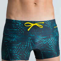 Men’s Swimming Boxer Shorts 100 Full - Black Yellow