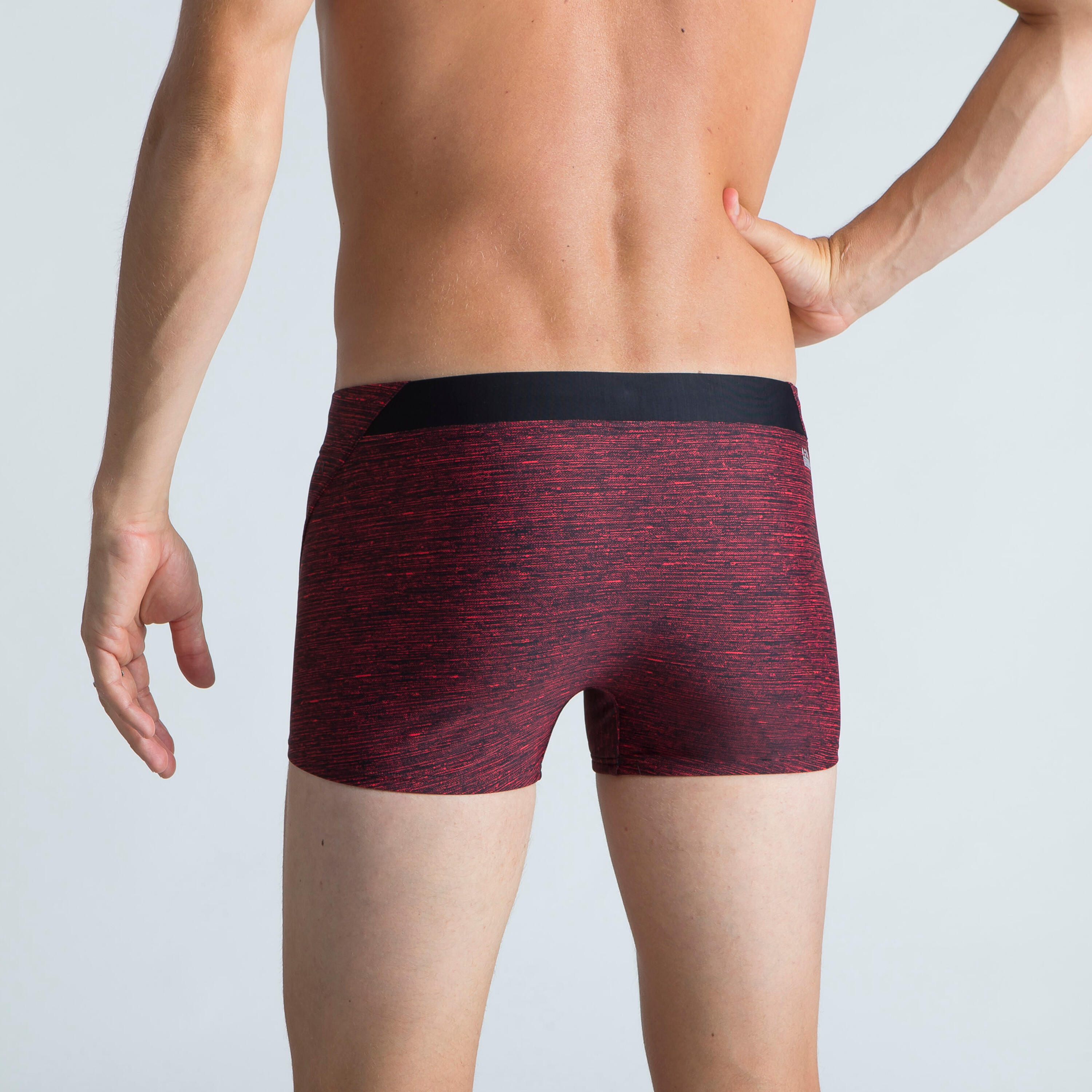 Men’s Swimming Boxer Shorts 100 Full - Red Black 3/5