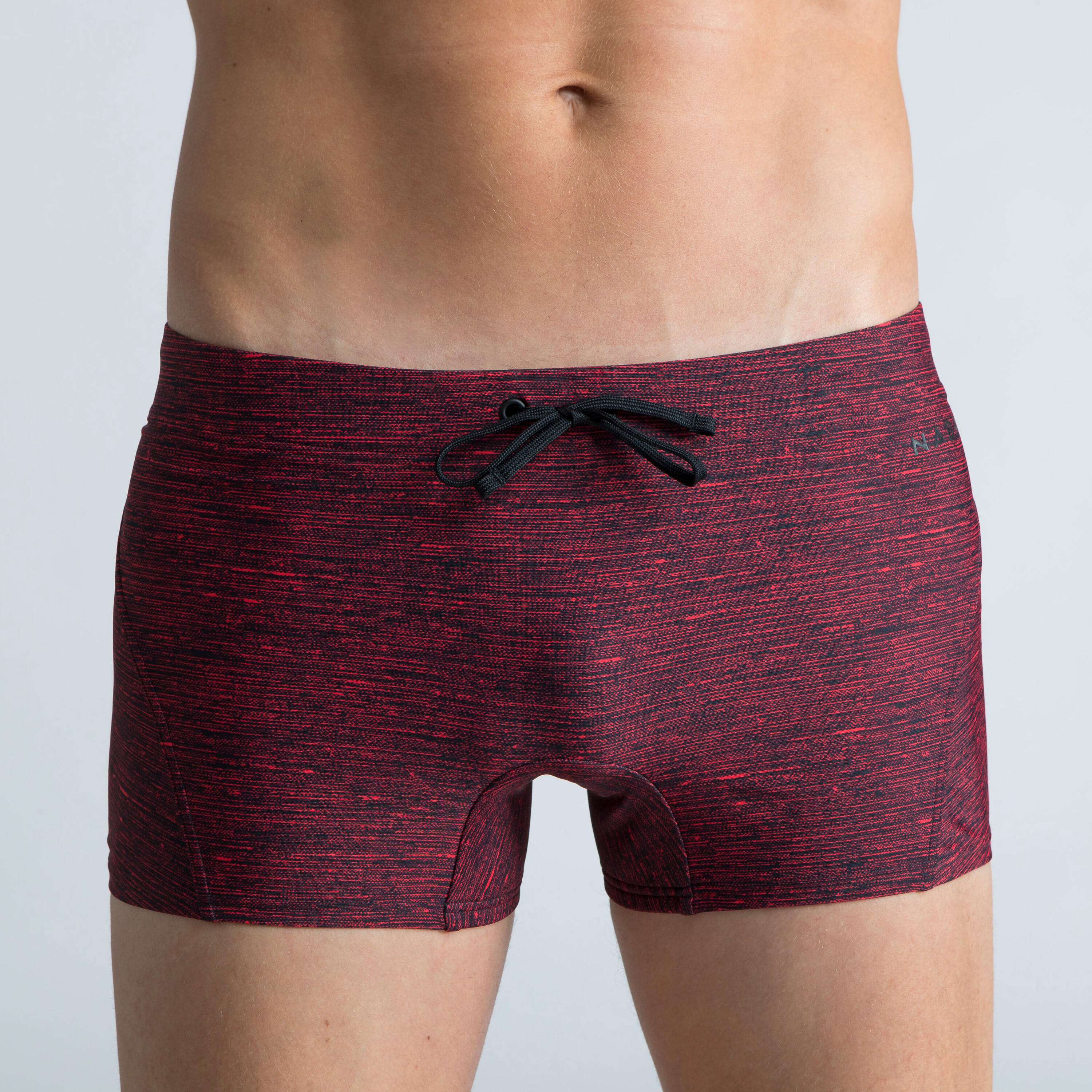 Men’s Swimming Boxer Shorts 100 Full - Red Black 4/5