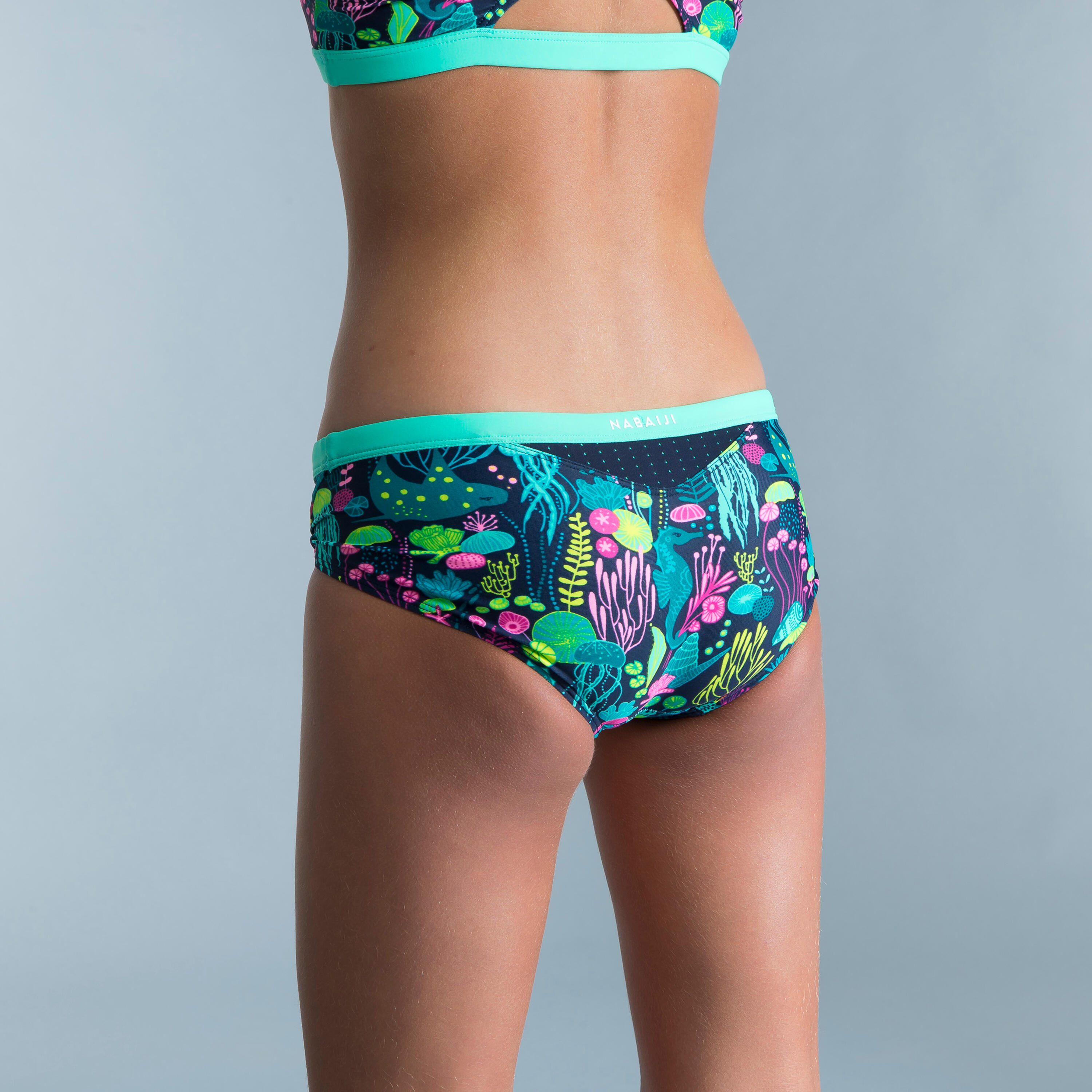 Bas de maillot de bain de natation fille Kamyleon Alg bleu 3/8