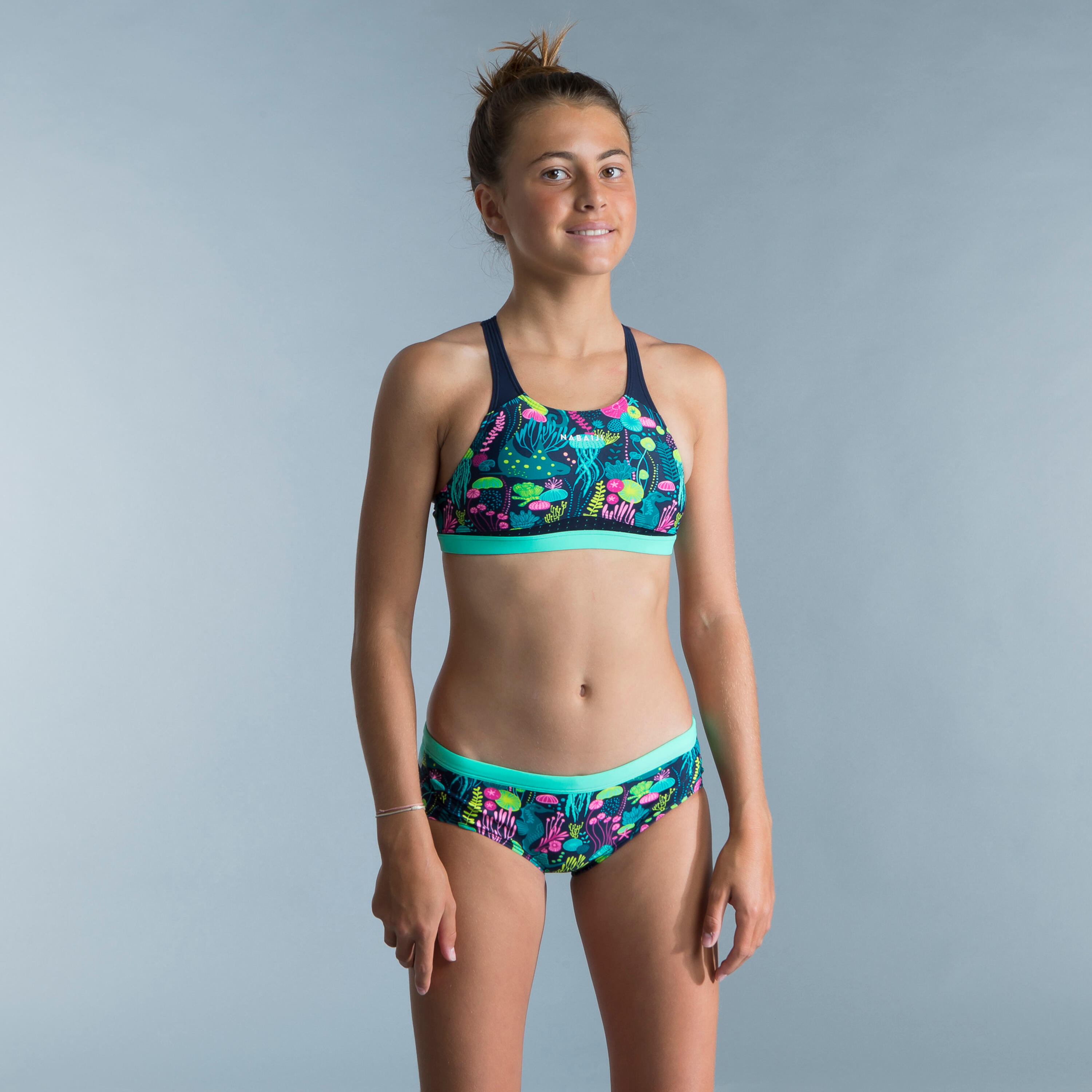 Girl’s swimming bikini bottoms Kamyleon Alg blue 5/5