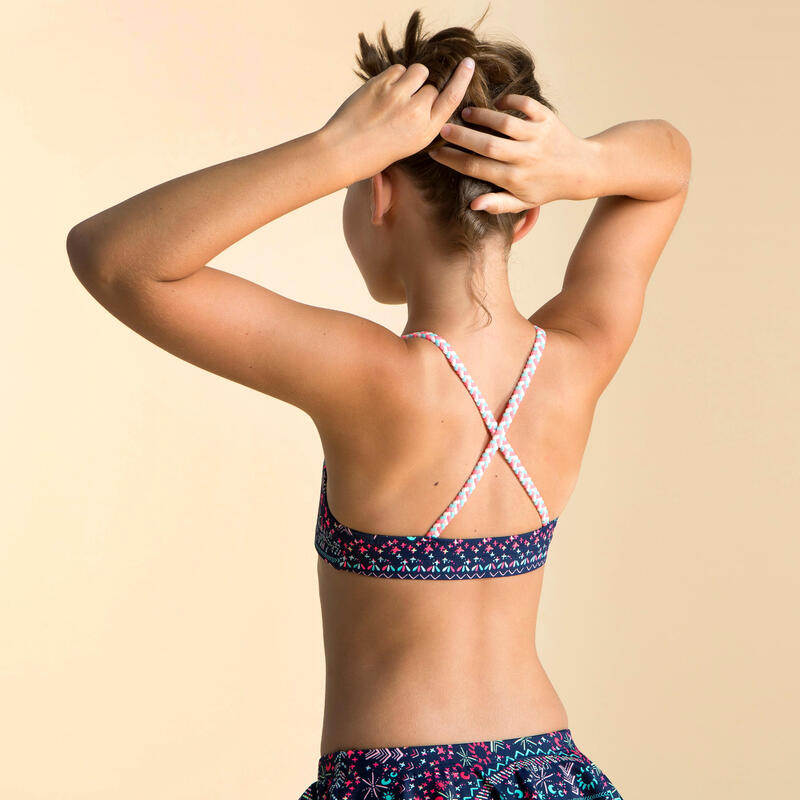 Haut de maillot de bain natation Fille - 100 Lila luna bleu