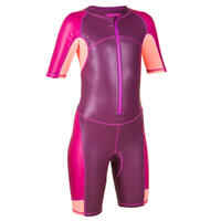 Schwimmanzug Shorty Thermo100 Kloupi Mädchen violett/rosa/koralle