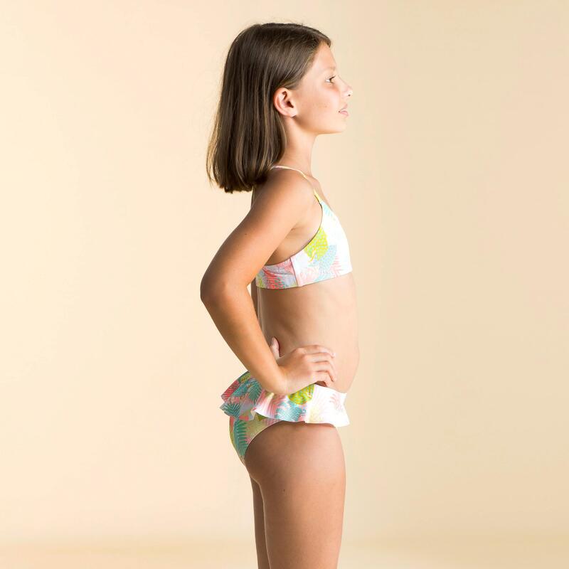 Bikinibroekje voor zwemmen meisjes Lila wit