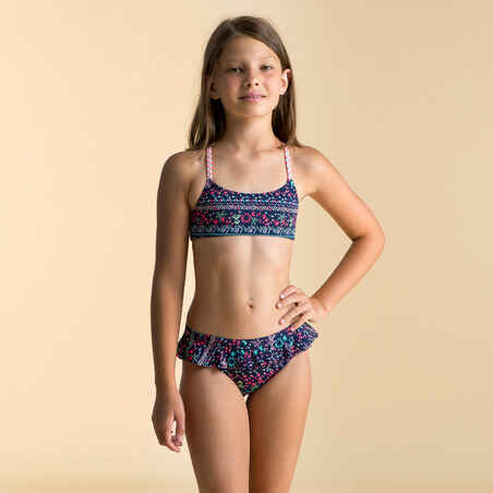 Girls’ 2-Piece Swimming Swimsuit Top Lila Blue