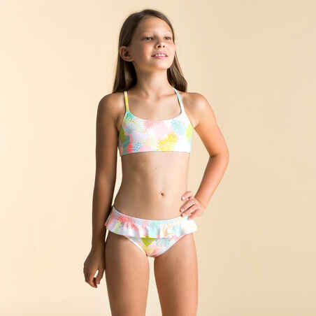 Girls’ Swimming Swimsuit Bottoms Lila - White