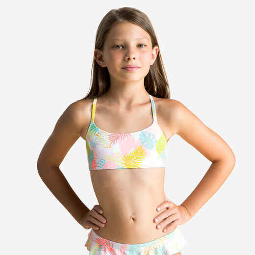 
      Girls’ 2-Piece Swimming Swimsuit Top Lila Ama - White
  