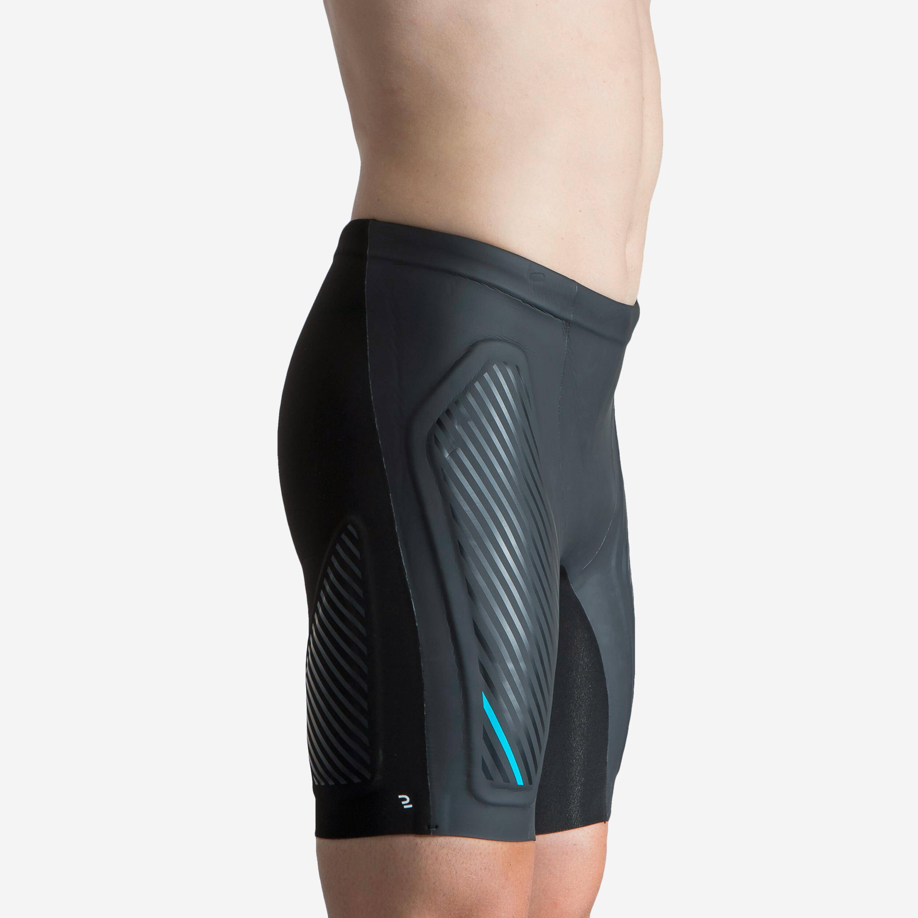 Men Swimming Jammer Neoprene 2.5 mm lined panels Black Turquoise -  4
