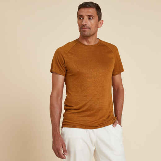 Men's 100% Linen Yoga T-Shirt Made in France - Brown