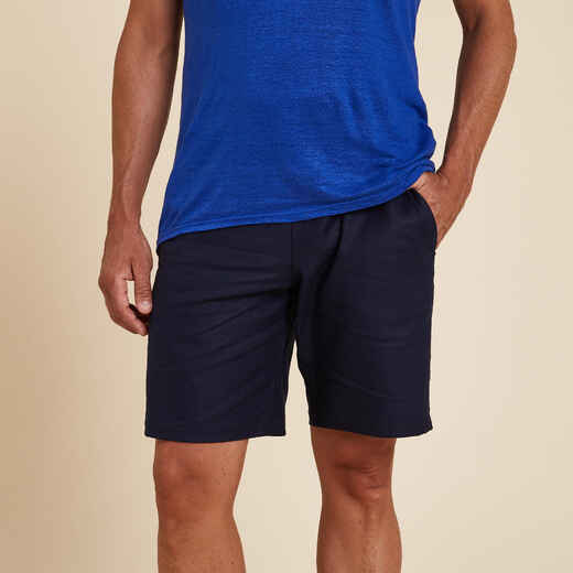 
      Men's Yoga Linen and Cotton Shorts - Indigo Blue
  