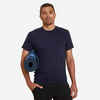 Men's Short-Sleeved Gentle Yoga T-Shirt in Natural Fabric - Navy Blue