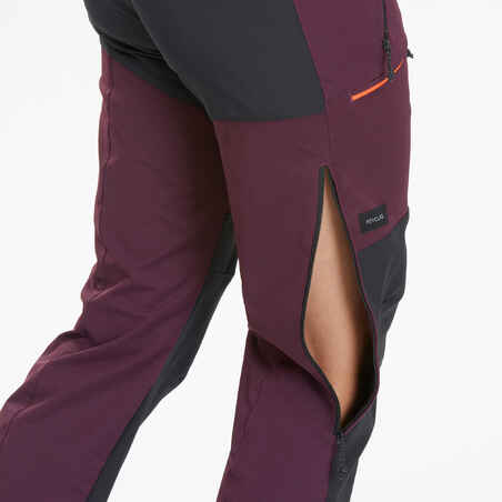 Women's Mountain Trekking Water-Repellent Trousers MT900 - maroon