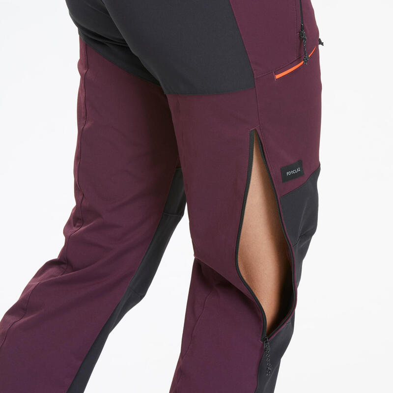 Pantalon déperlant de trek montagne - MT900 bordeaux - Femme