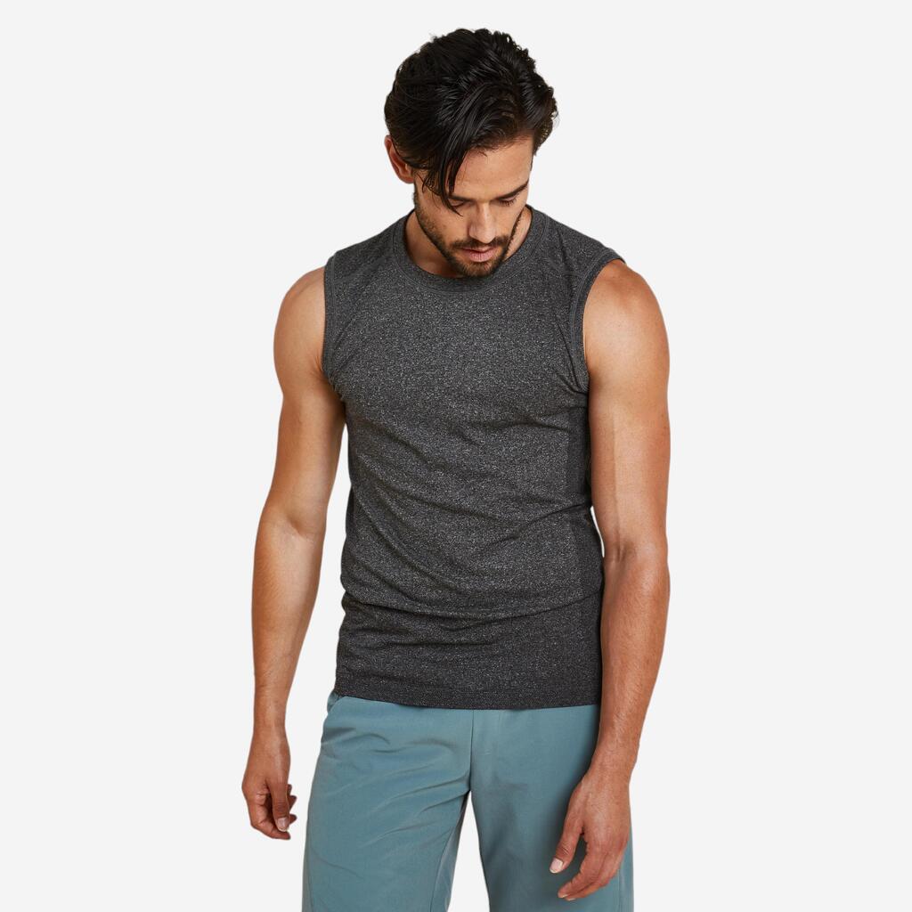 Men's seamless yoga tank top - dark grey