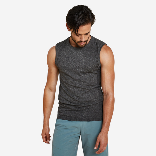 DEBARDEUR SANS COUTURE YOGA HOMME GRIS FONCE