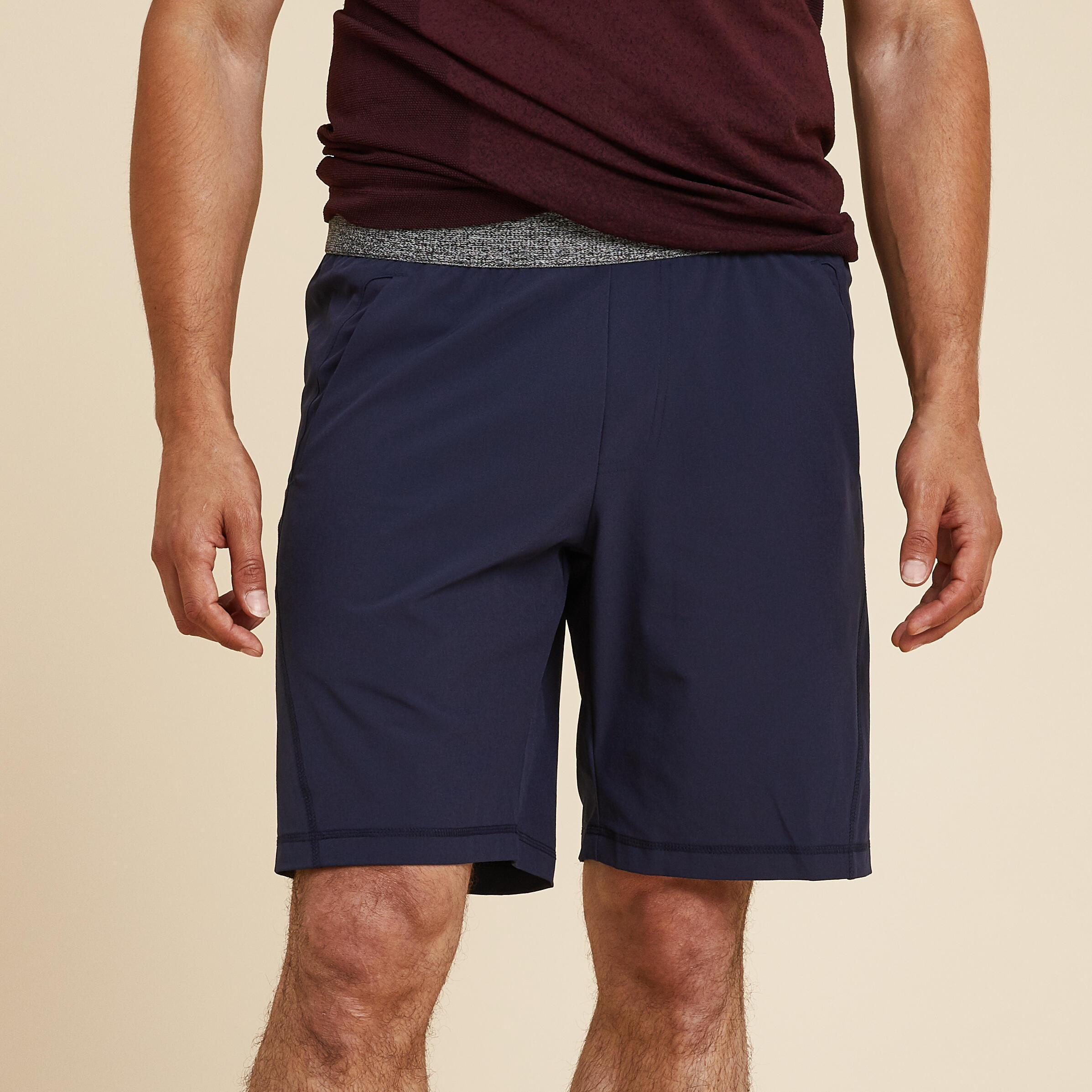 Men's Lightweight Dynamic Yoga Shorts - Navy Blue 1/4
