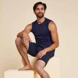 Men's Seamless Yoga Tank Top - Indigo Blue