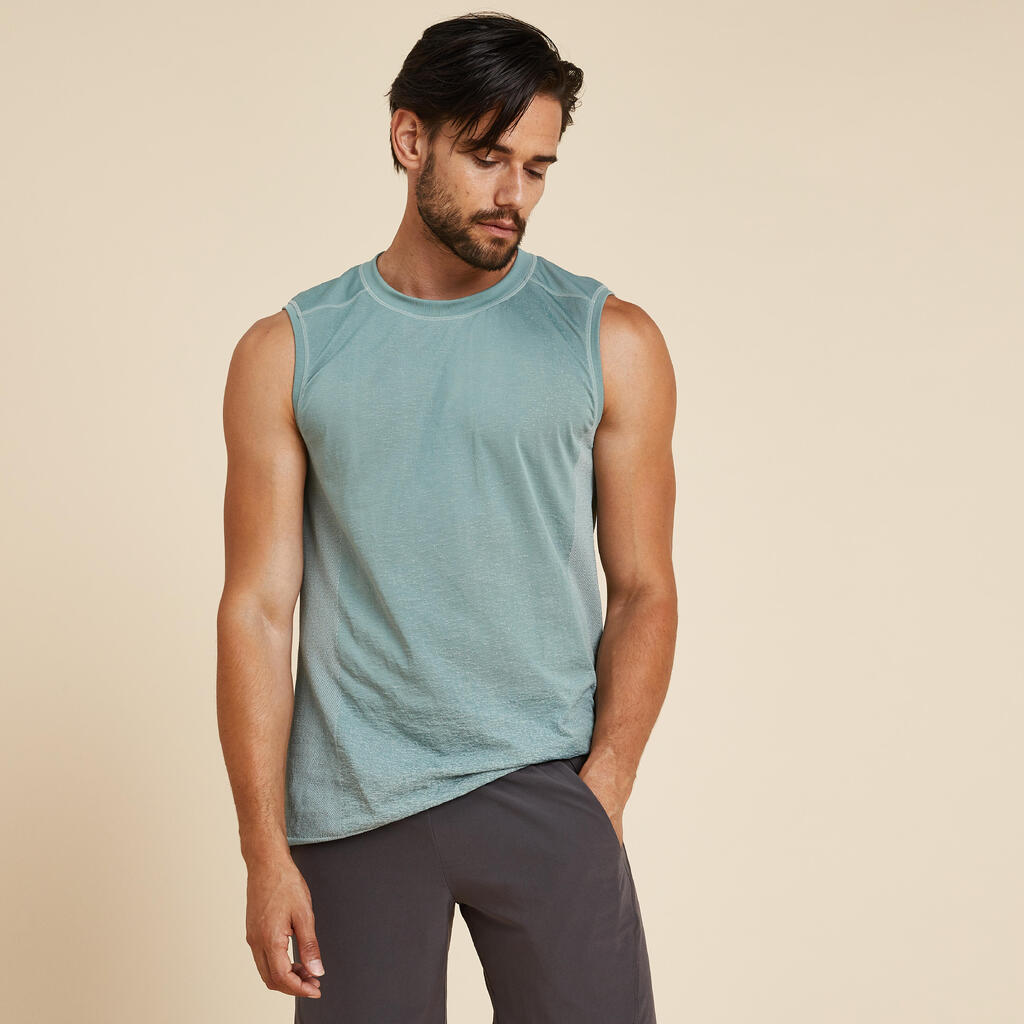 Tank Top Herren Yoga nahtlos - khaki 