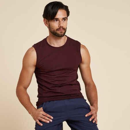 Men's Seamless Yoga Tank Top - Burgundy