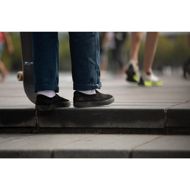 Chaussures basses de skateboard sans lacets adulte VULCA 500 slip-on noire