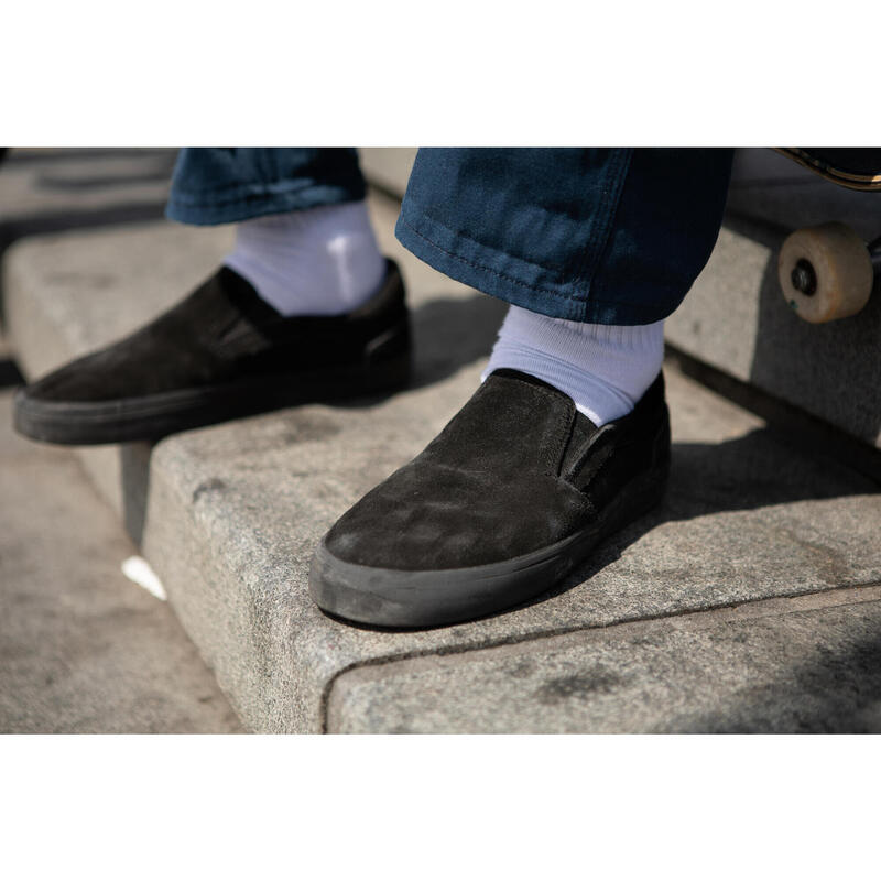 Calçado de Skate Cano Baixo Sem Atacadores Adulto VULCA 500 Slip-On Preto